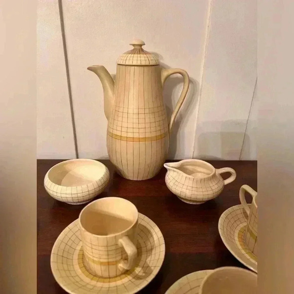 Rare Gray’s Susie Cooper Pottery  Art Deco ‘Sun Buff’ Tea Set 1910-1930’s - Picture 3 of 12